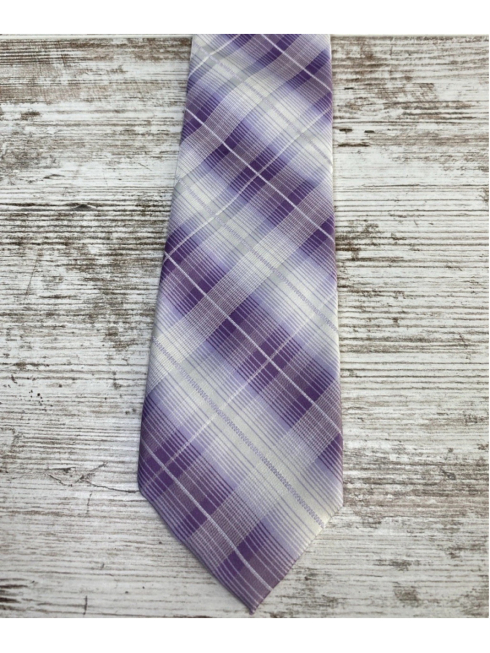 JF J. Ferrar Slim Tie Purple Lavender Plaid Skinny 2.5” Mens Necktie Spring